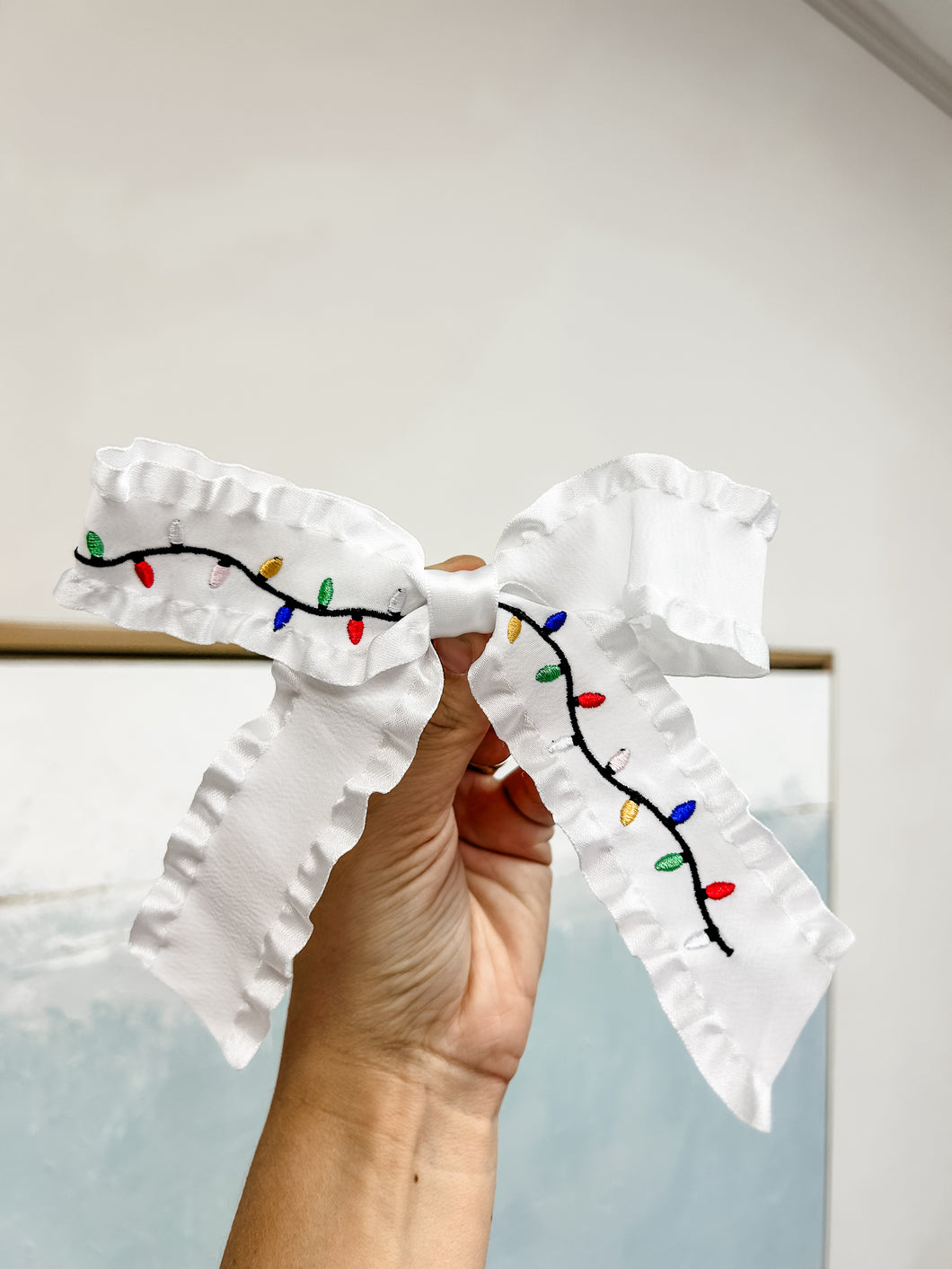 Christmas Lights Glow bow - ruffle - Toupelo Crafts