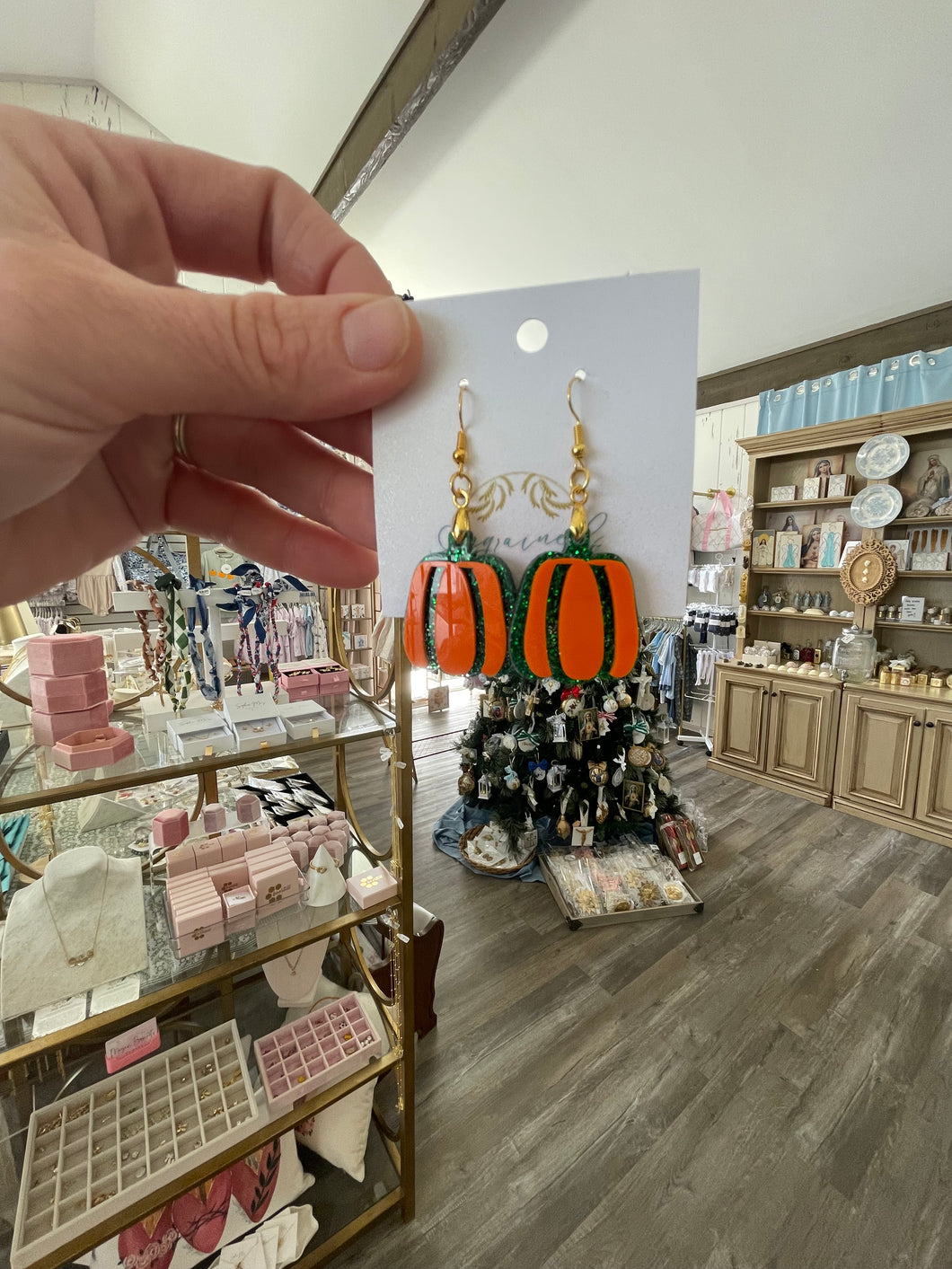 Green and orange  pumpkin Earrings - Engrained