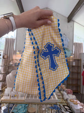 Load image into Gallery viewer, Yellow Gingham Cross Wreath Sash - Toupelo Crafts
