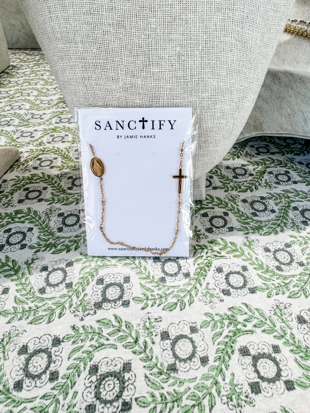 Gold Cross and Mary Necklace-Sanctify by Jamie Hanks