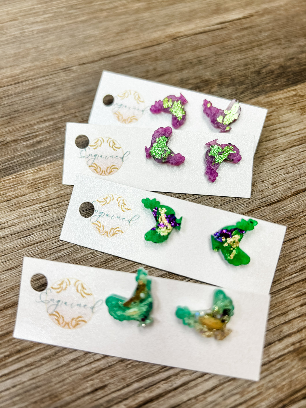 Mardi Gras purple chicken studs - Engrained