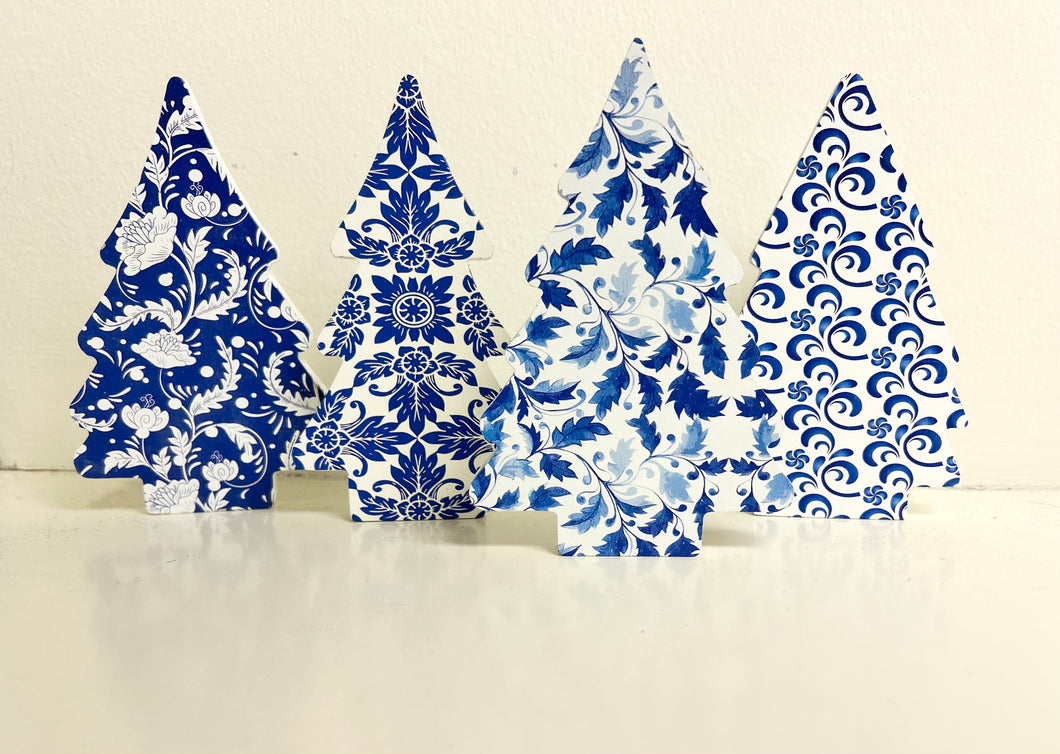 Set of 4 chinoiserie Christmas trees - Stretched Out Designs By Chelse Breaux