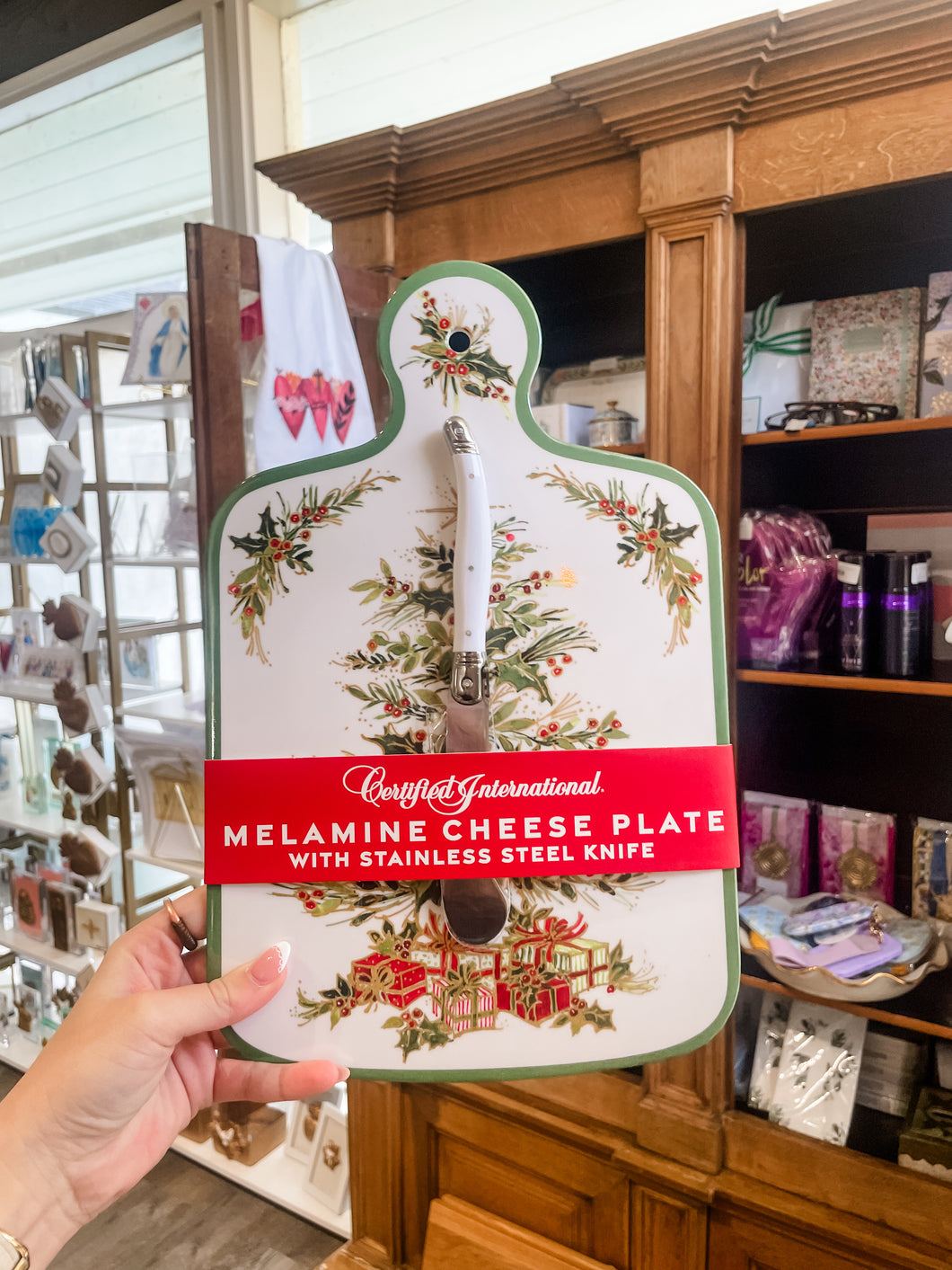 Holly Tree Cheese Board and Knife Gift - KOF