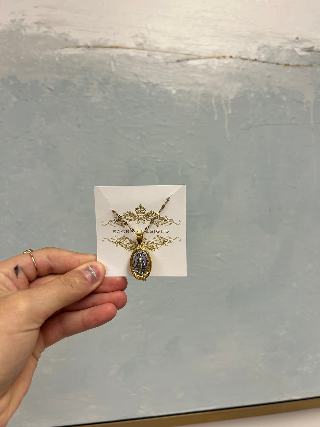 Gold Miraculous Mary Necklace- Sacred Designs