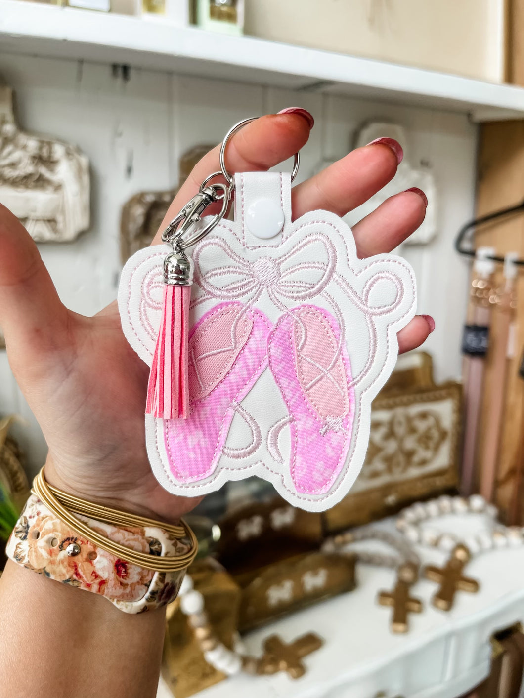 Ballet Keychain (Floral)-Toupelo Crafts by Peyton Toups