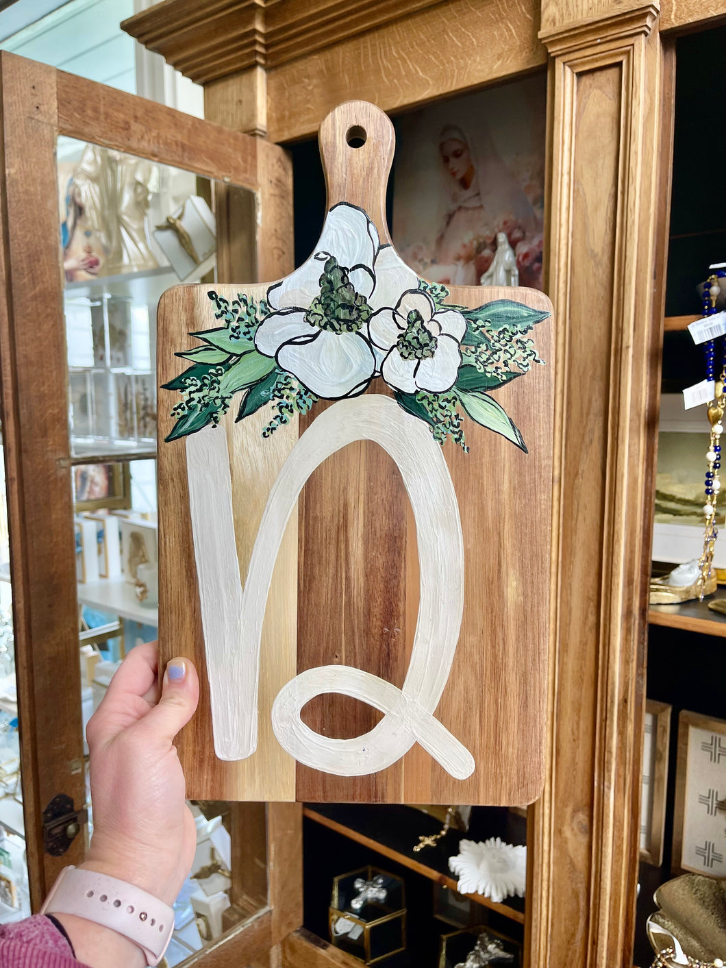 Hand painted Charcuterie Board “D” Sincerely, Emma