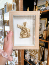 Load image into Gallery viewer, Jesus with Cross Shadow box with gold intaglio- Mae Mae Art

