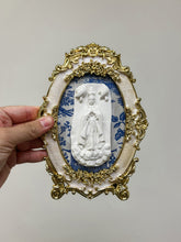 Load image into Gallery viewer, Pearl and gold frame with blue and white background - Mae Mae Art by Maegan Hanna

