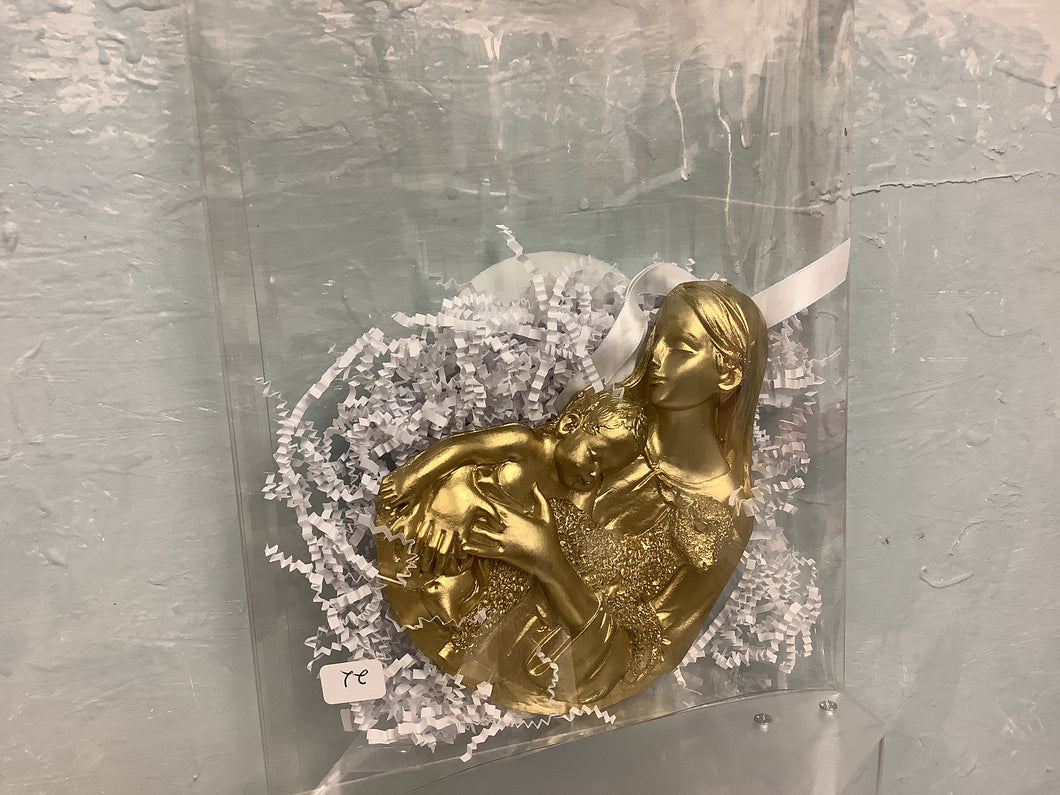 Mary and baby with sheep gold ornament-Sacred Designs
