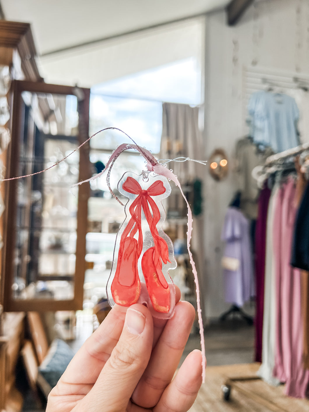 Ballet slipper acrylic ornament -Casey Andrews Art