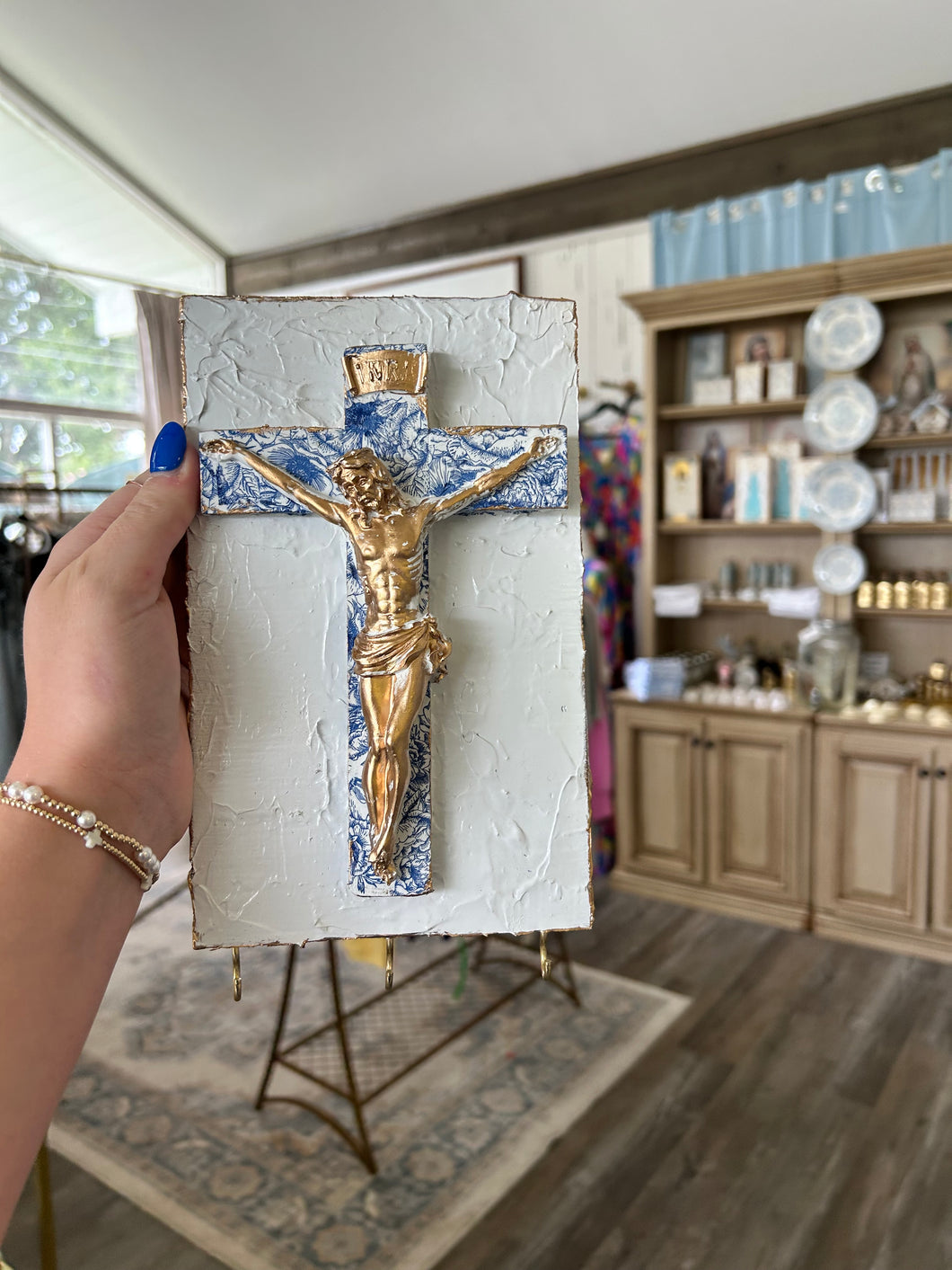 Jesus on cross -   rosary / key holder - Sacred Designs