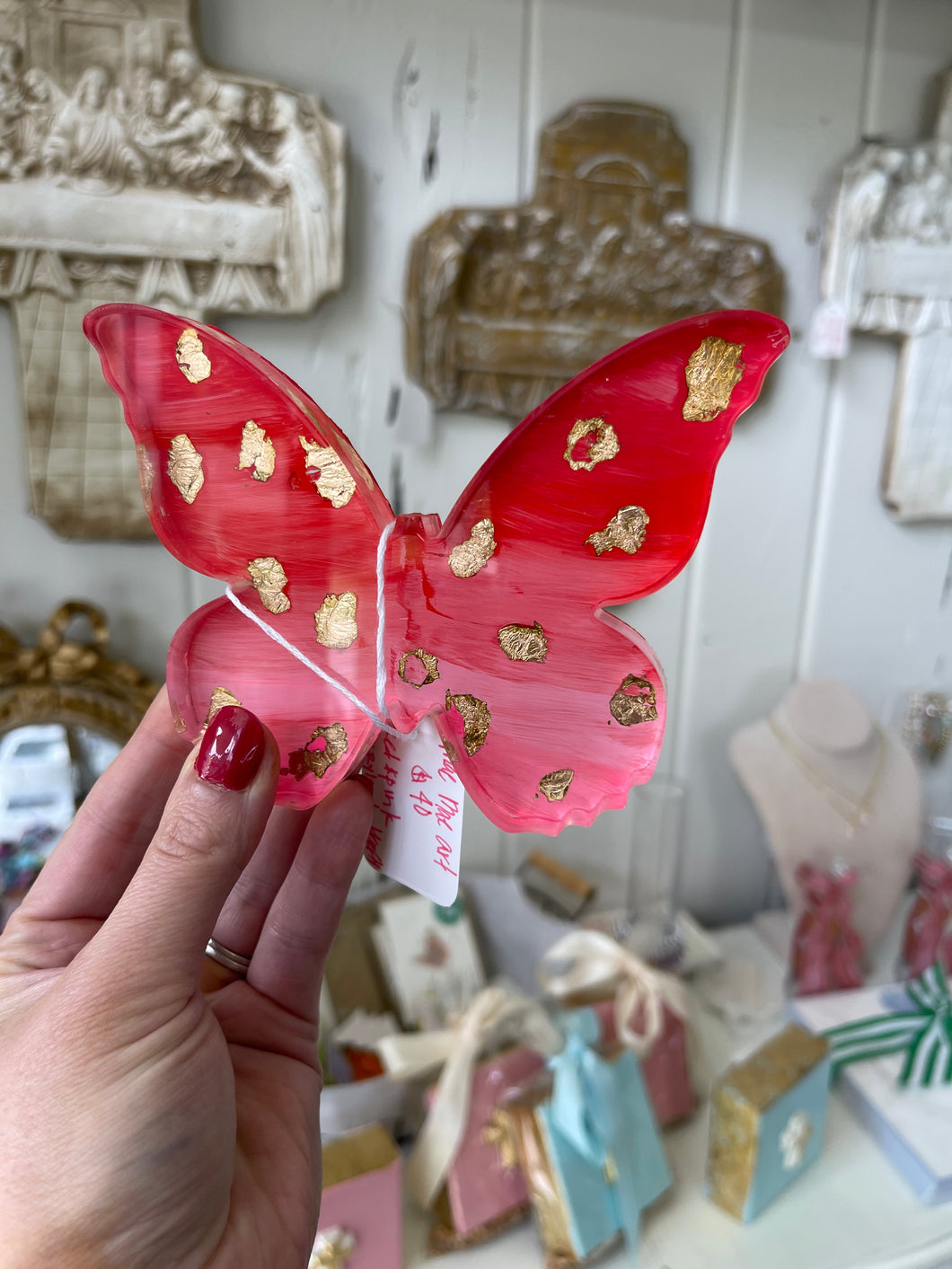 Red and Pink Acrylic Butterfly- Mae Mae Art by Maegan Hanna