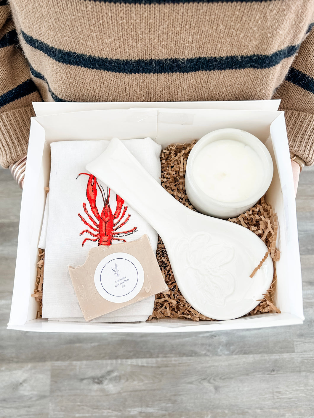 The Louisiana Kitchen Box- Crawfish Tea Towl-Gift Box by Louisiana Gift & Bath Co.