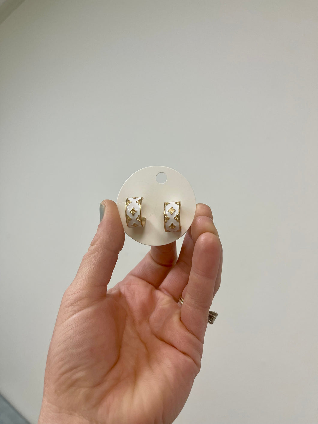 White Hoop Earrings- The Gilded Mosquito by Lisa Leger