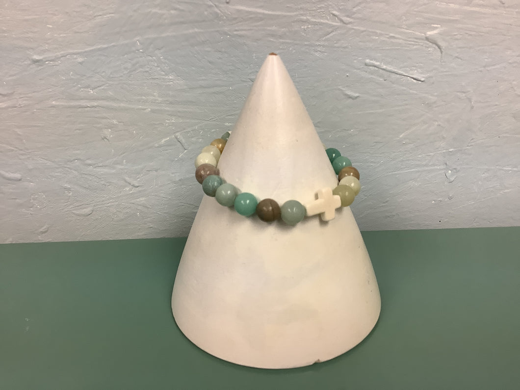 Faith bracket with beads & cross - The Gilded Mosquito by Lisa Leger