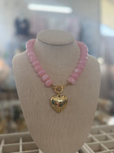 Load image into Gallery viewer, Large stone necklace with heart  - The Gilded Mosquito by Lisa Leger
