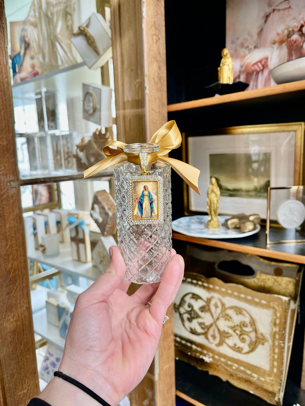 Bud Vase with gold ribbon- The Gilded Mosquito by Lisa Leger