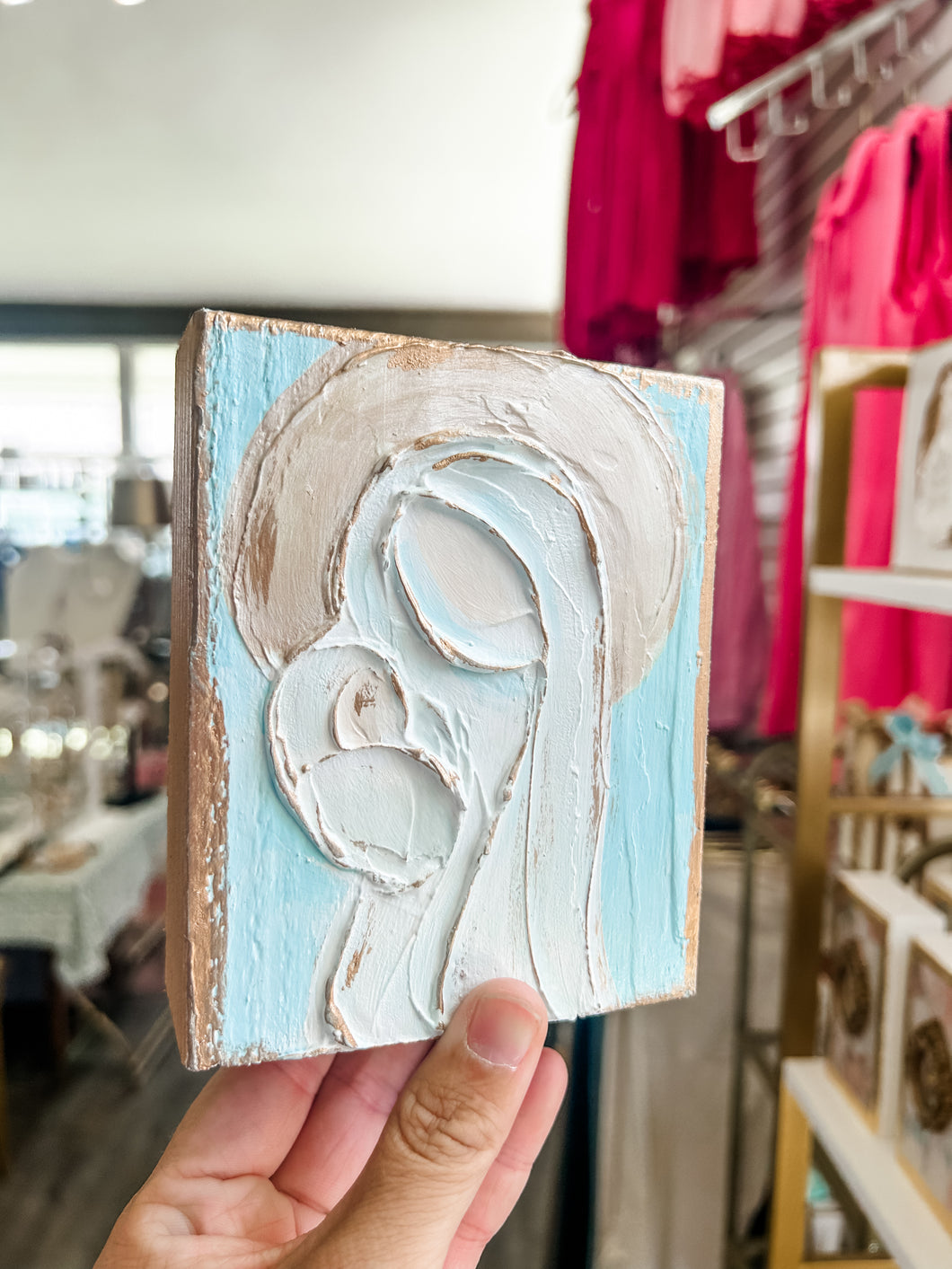 Mary & Baby Jesus on wood by Coddiwomple Designs - Stretched Out Designs