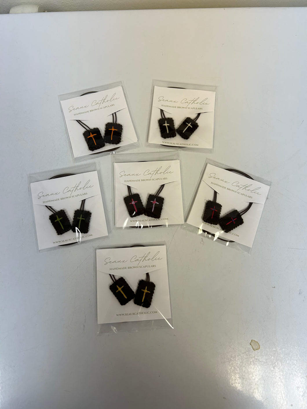 Mini brown scapular simple cross variety assorted - Seaux Catholic