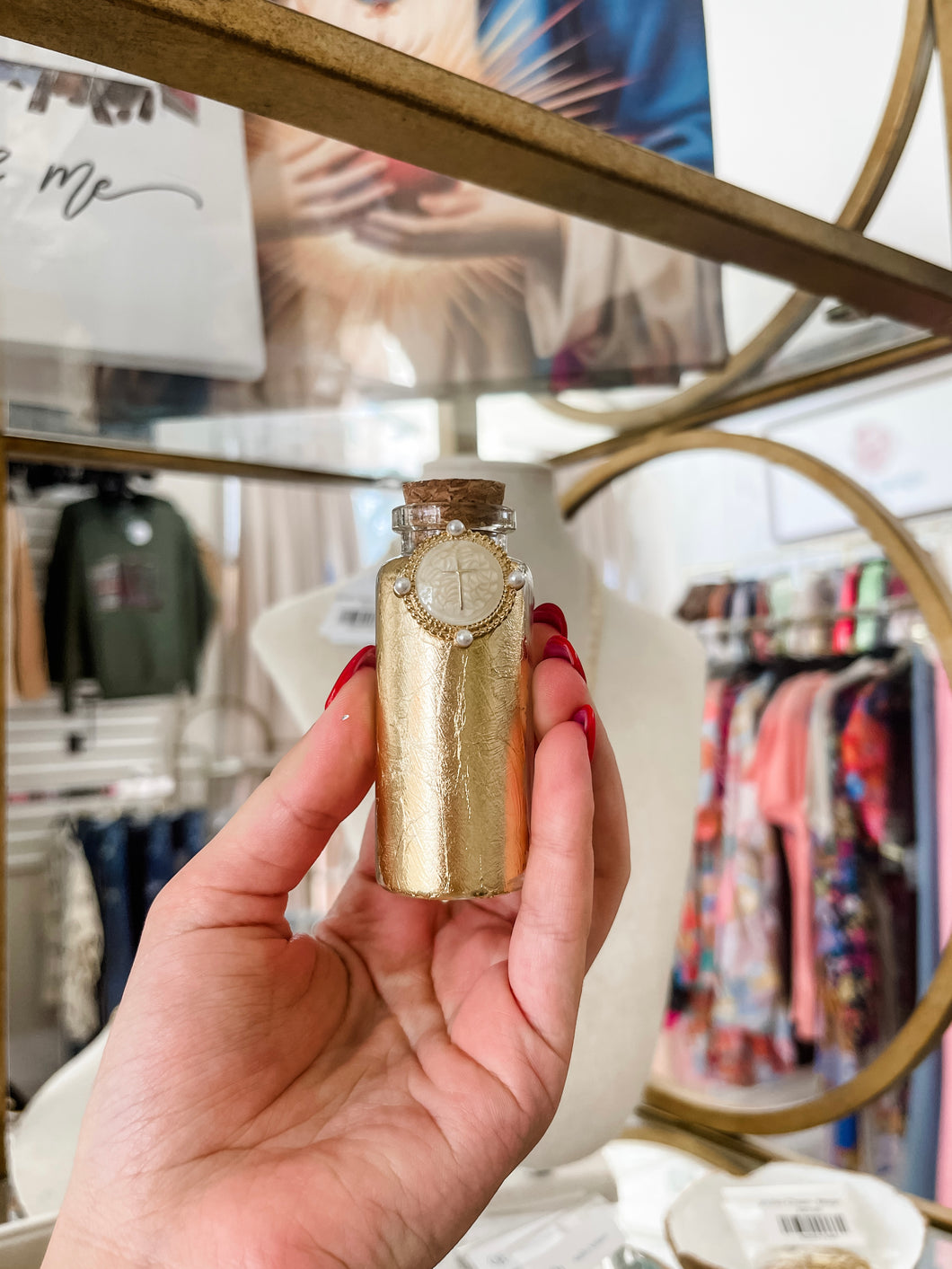 Holy Water Bottle 6 - vintage inspired & gold leafed by hand - By JLM Designs