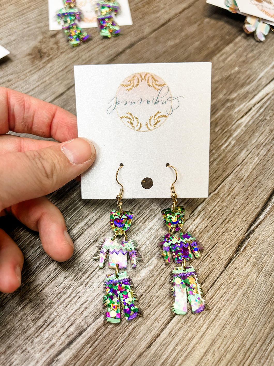 Chicken chaser - Mardi Gras earrings- Engrained