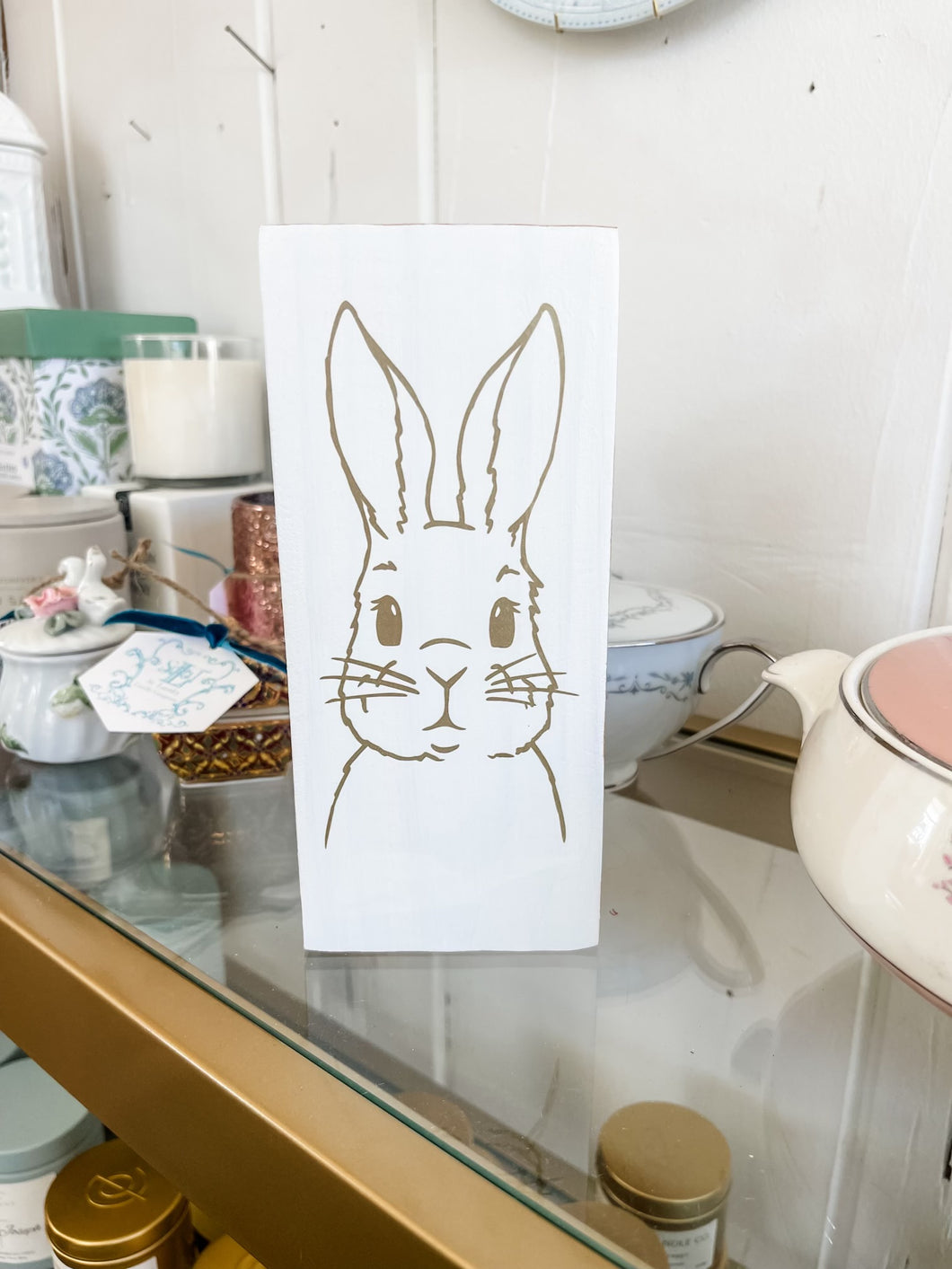 “Easter Bunny” Accent with Gold Paint on Wood-Christina Yeager Designs