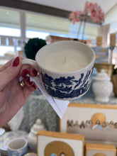 Load image into Gallery viewer, String of Pearls Blue and White Tea cup- scented candle-Belle Reve Designs by Megan Gatte

