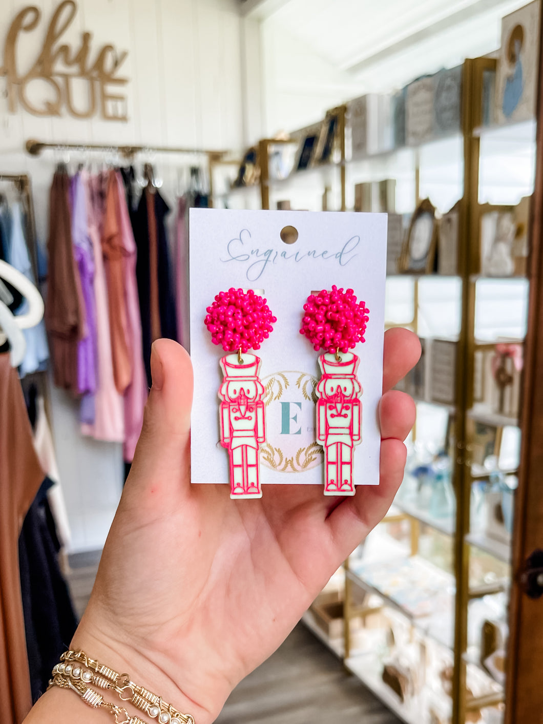 Green/Pink Nutcracker Earrings - Engrained