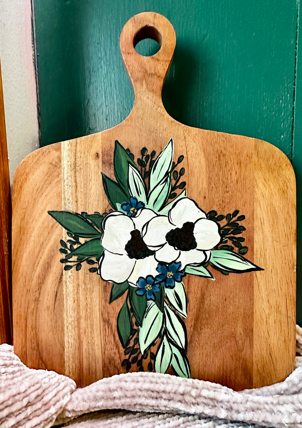 Floral Cross - Hand painted Charcuterie Board  - Sincerely, Emma