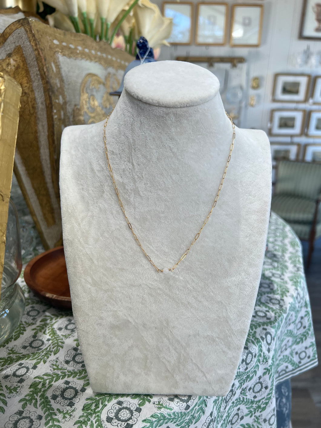 Mini Stone Necklace- Labradorite/14K Gold Filled-Elle belle Handmade