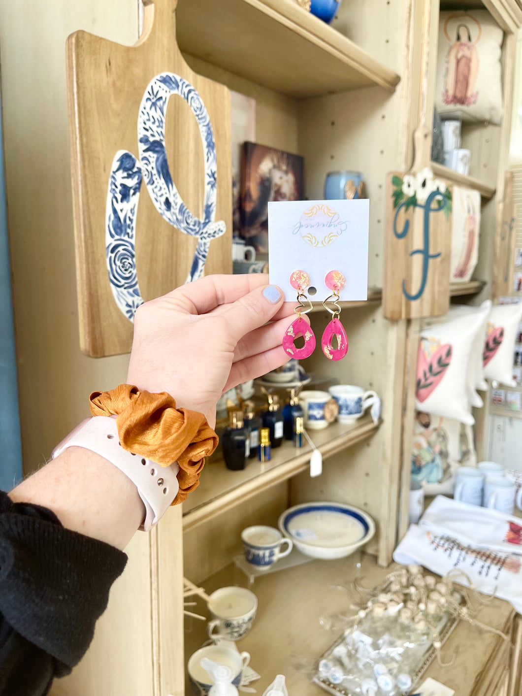 Pink Heart + Dangle Earrings- Engrained