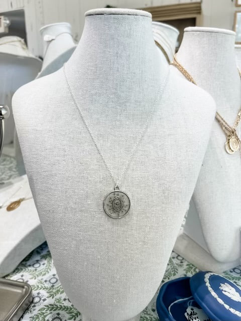 Round Silver Circle with Holy Spirit Necklace- Prairie Press Designs