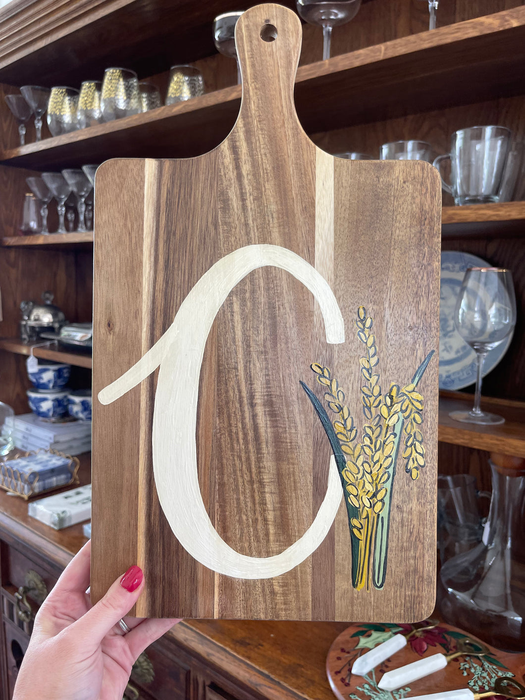 Hand painted Charcuterie Board “C” Sincerely, Emma