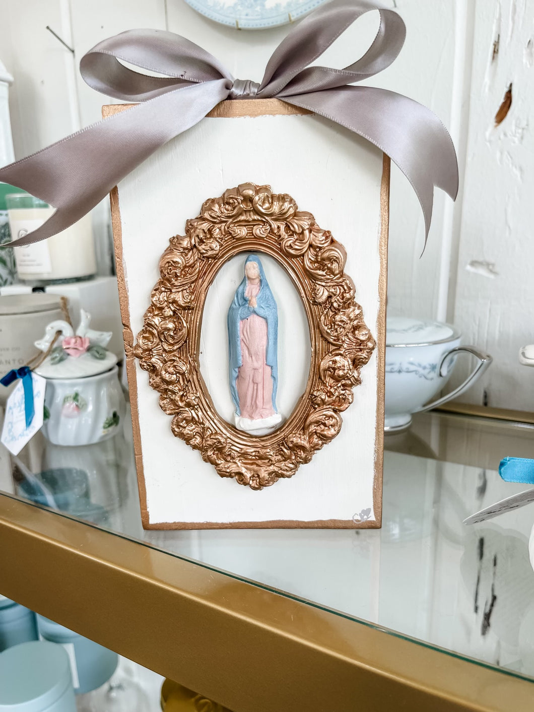 Gold Framed Mary Intaglio on Wood-Stretched Out Designs By Chelse Breaux
