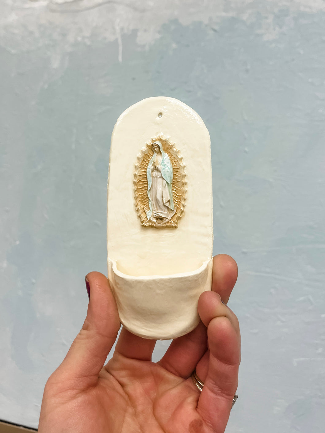Our Lady of Guadaloupe medium holy water font - Mary Abraham Collective