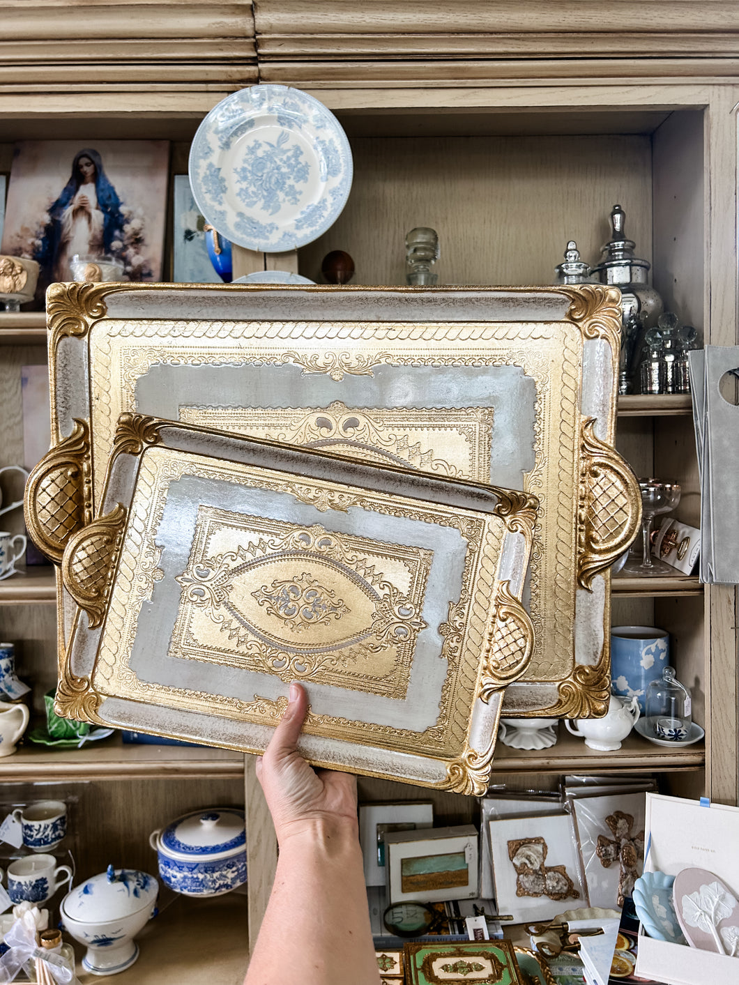 Florentine Carved Rectangle
Tray with Handles - EFN
