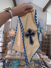 Load image into Gallery viewer, Yellow Gingham Cross Wreath Sash - Toupelo Crafts
