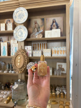 Load image into Gallery viewer, holy water spray bottles diamond top - vintage inspired &amp; gold leafed by hand - By JLM Designs
