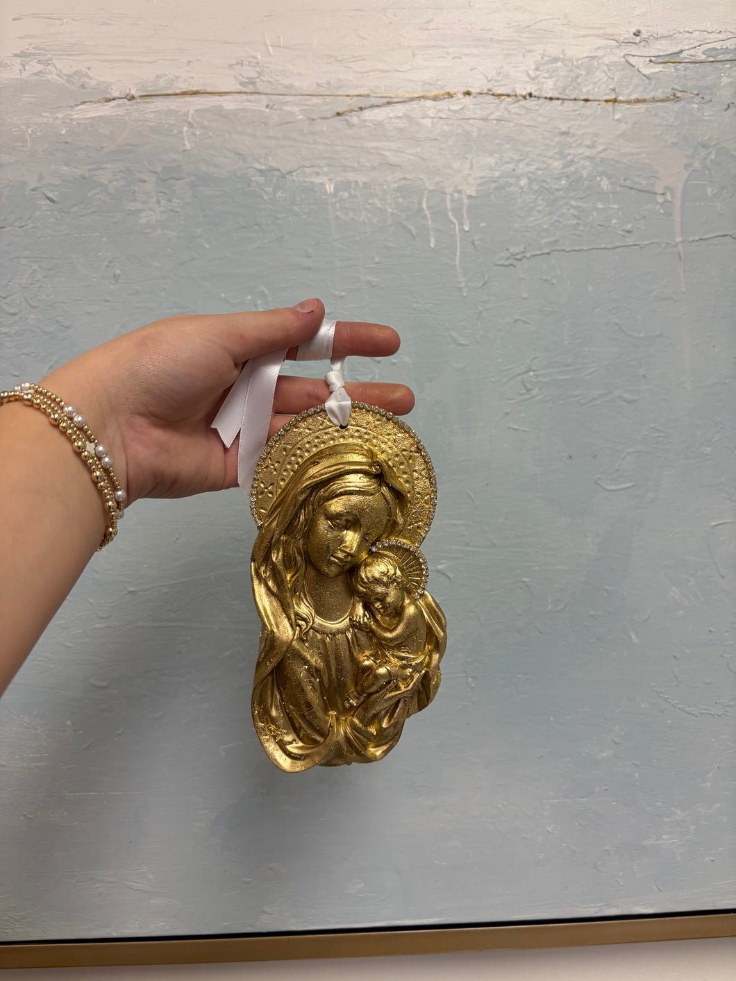 Mary and baby with rhinestone ornament-Sacred Designs