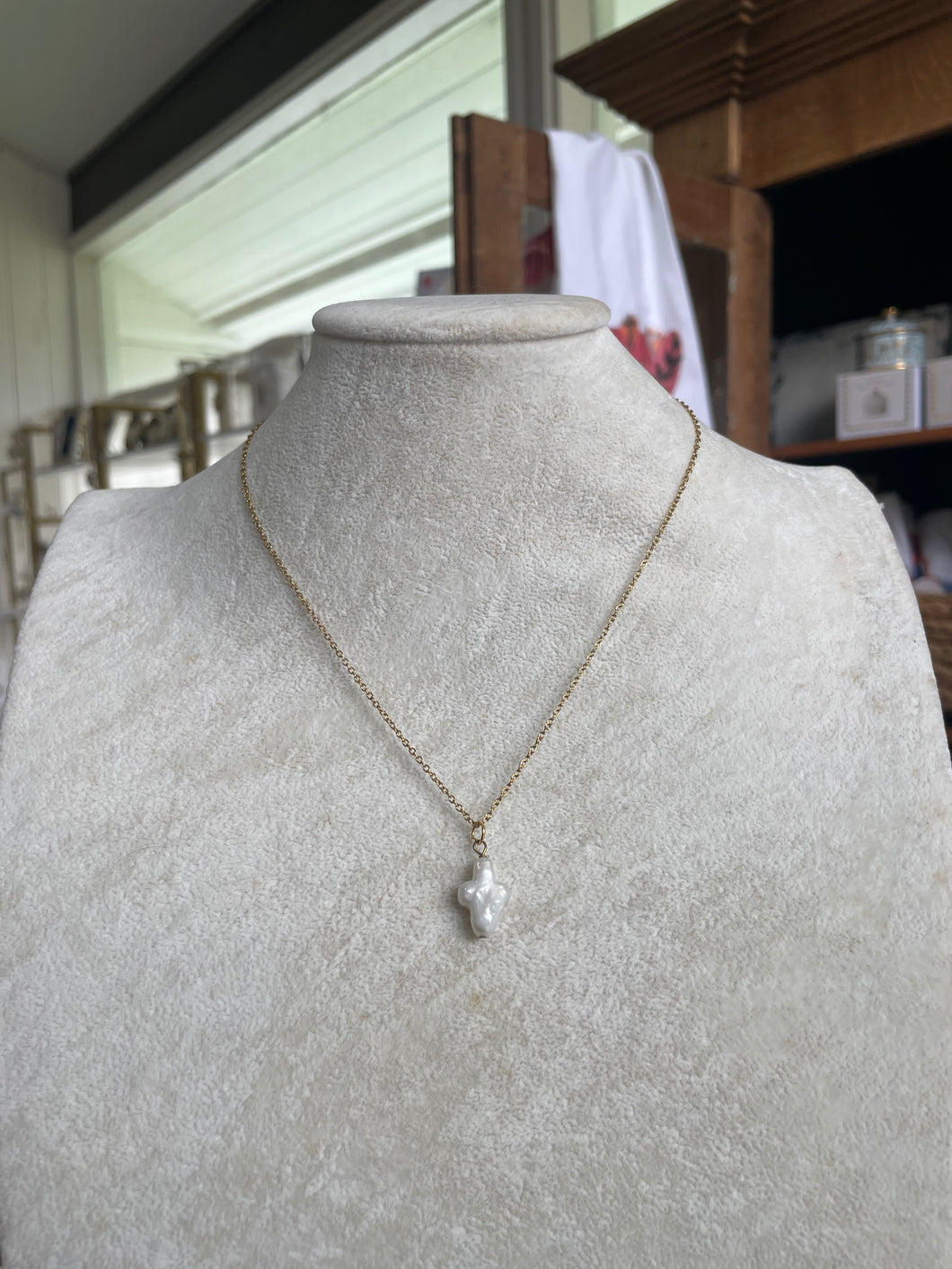 Pearl Cross Necklace - The Gilded Mosquito