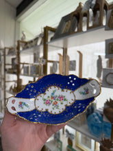 Load image into Gallery viewer, Blue floral jewelry dish- Belle Reve Designs by Megan Gatte
