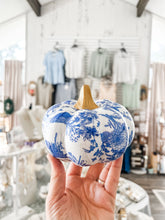 Load image into Gallery viewer, Blue and White Pumpkin- Grace and Mercy Company by Ginger
