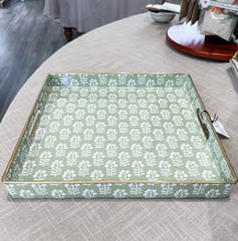 Load image into Gallery viewer, Sage floral square tray
