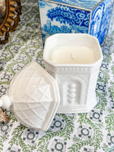 Load image into Gallery viewer, Gazebo Sweet Porcelain Peony Scent Lidded Candle in Gift Box
