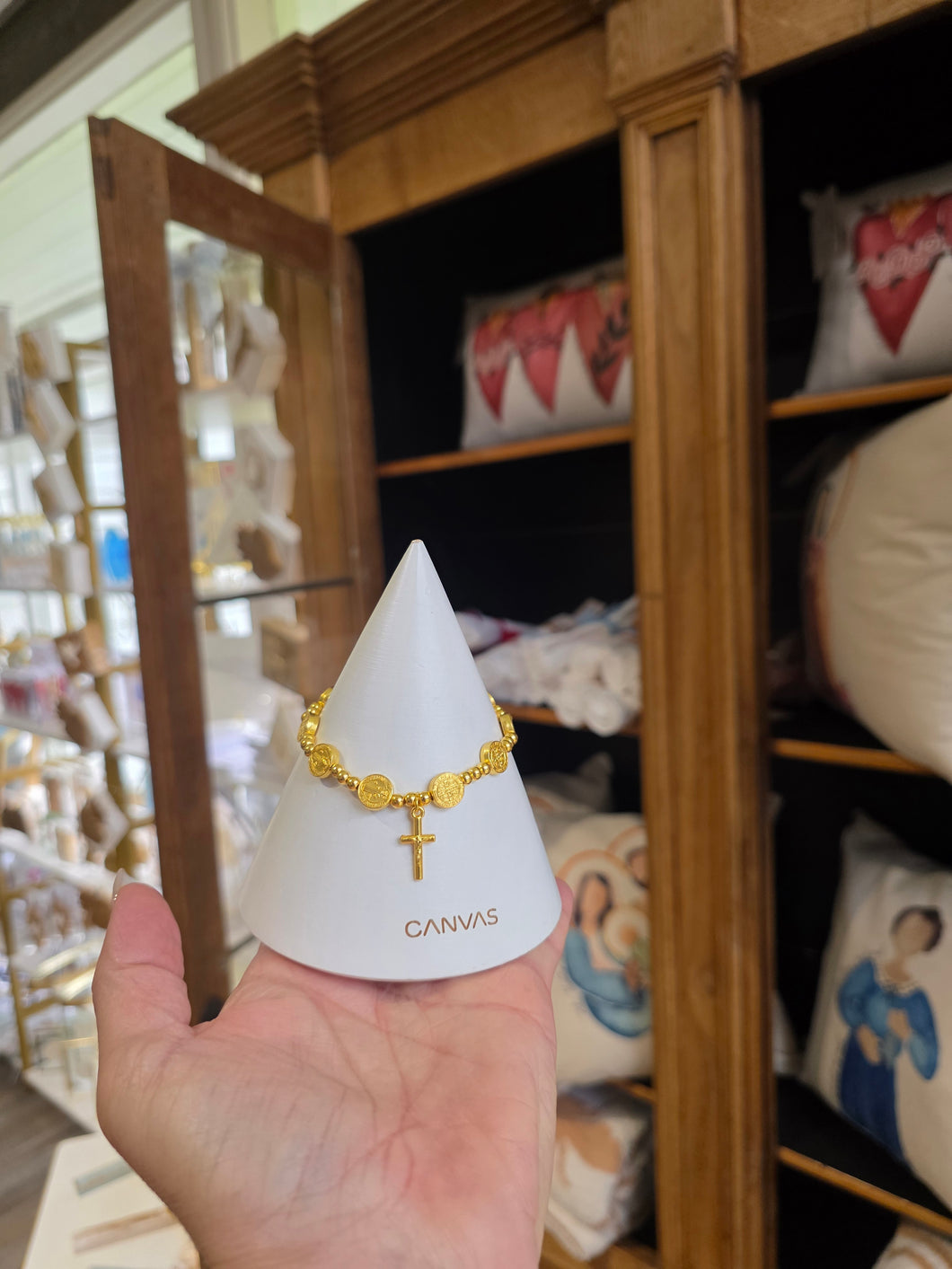 gold saint Benedict bracelet  - sacred designs