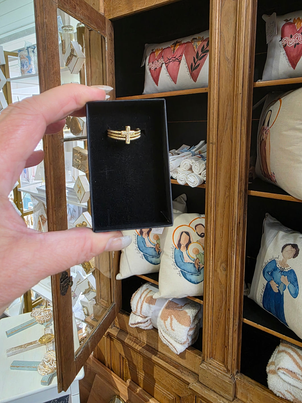 gold cross ring  sacred designs