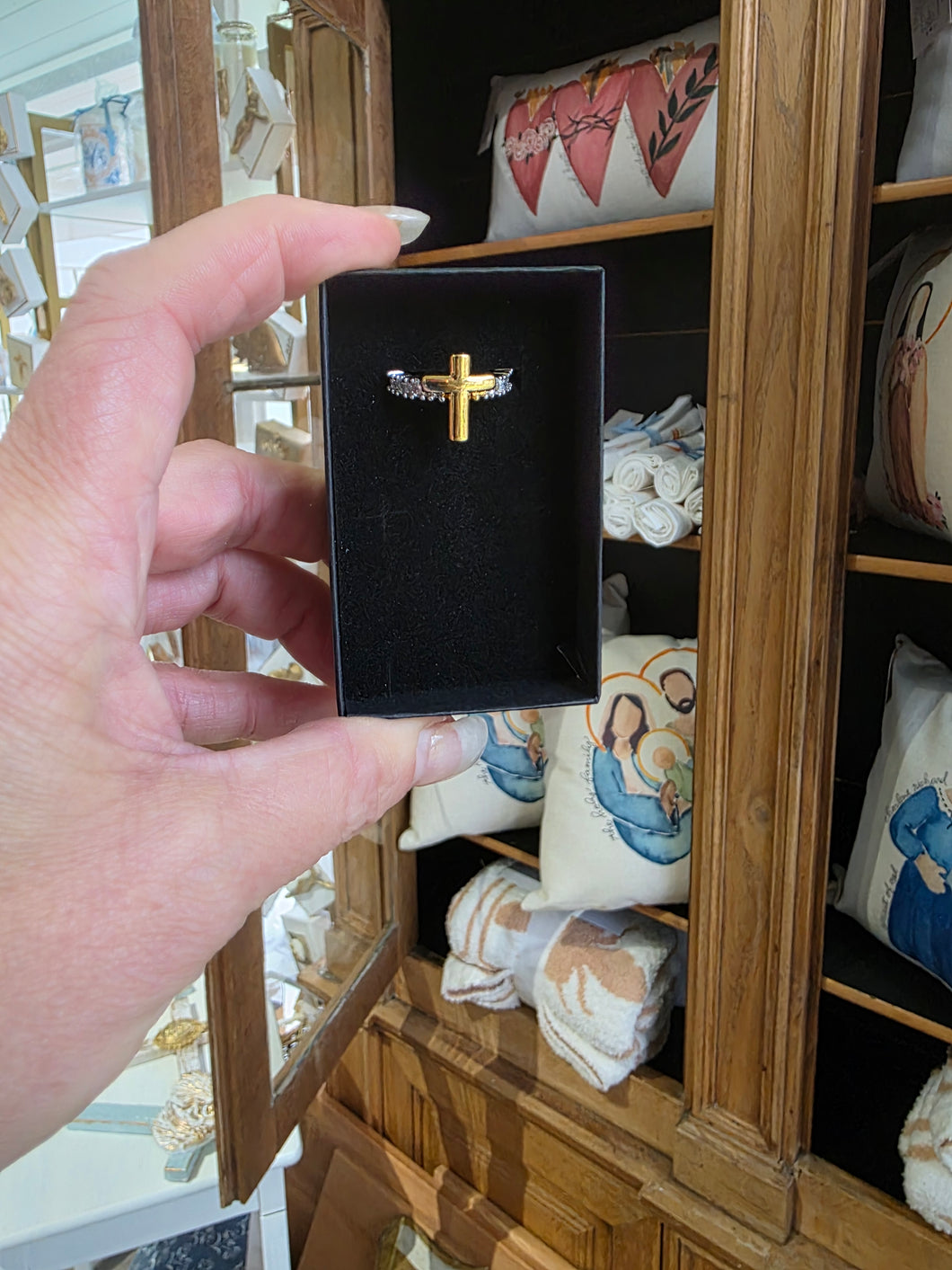 Silver & gold cross ring  sacred designs