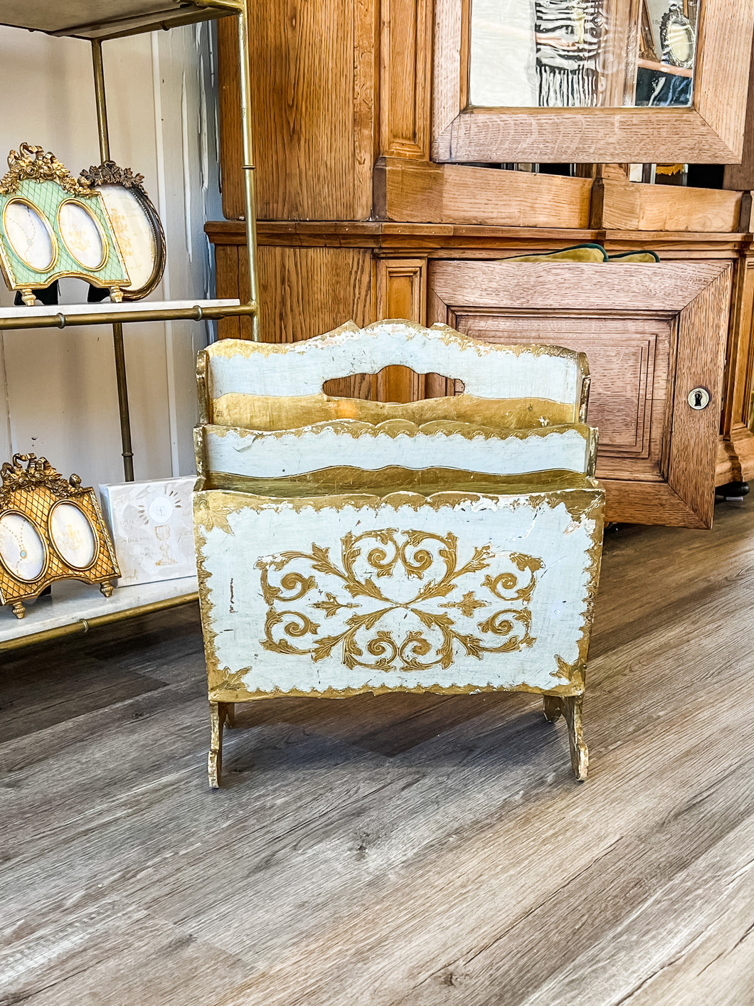 Antique Florentine Magazine Rack 101