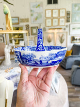 Load image into Gallery viewer, Blue and White Italian Handled Basket
