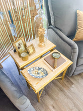 Load image into Gallery viewer, Gold and cream wooden nesting tables
